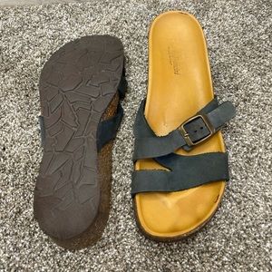 Christina Francini Leather Slides Wedge Sandals 10.5